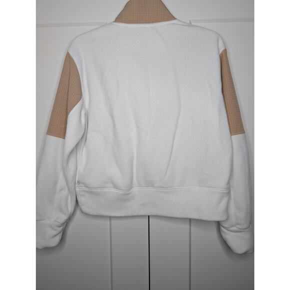 Adidas Women's Quarter Zip Fleece Pullover Small Tan White - Picture 5 of 5